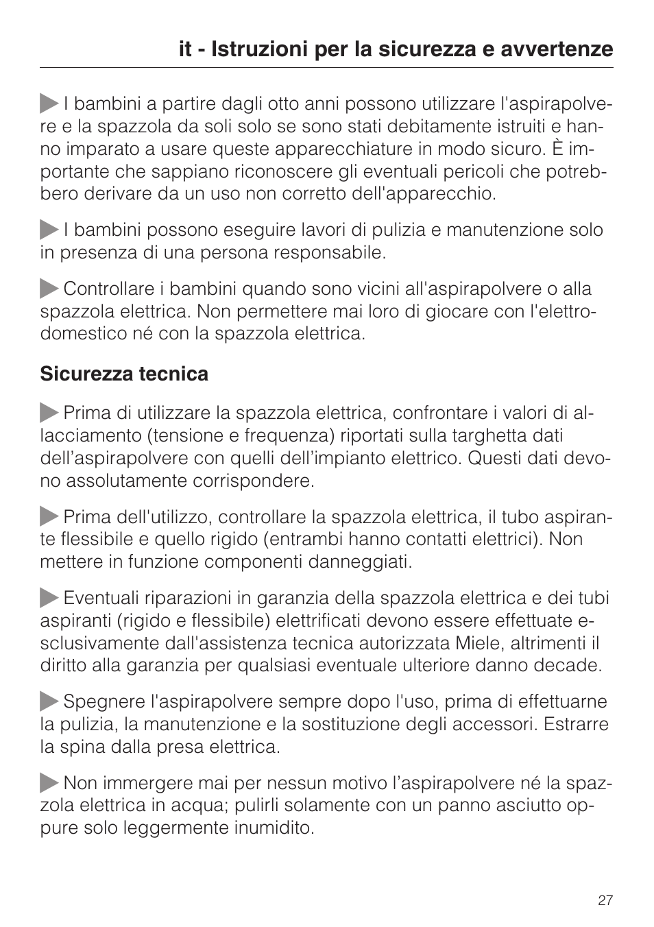 Miele SEB 216 User Manual | Page 27 / 100