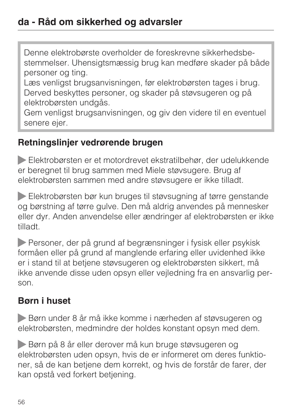 Miele SEB 216 User Manual | Page 56 / 100