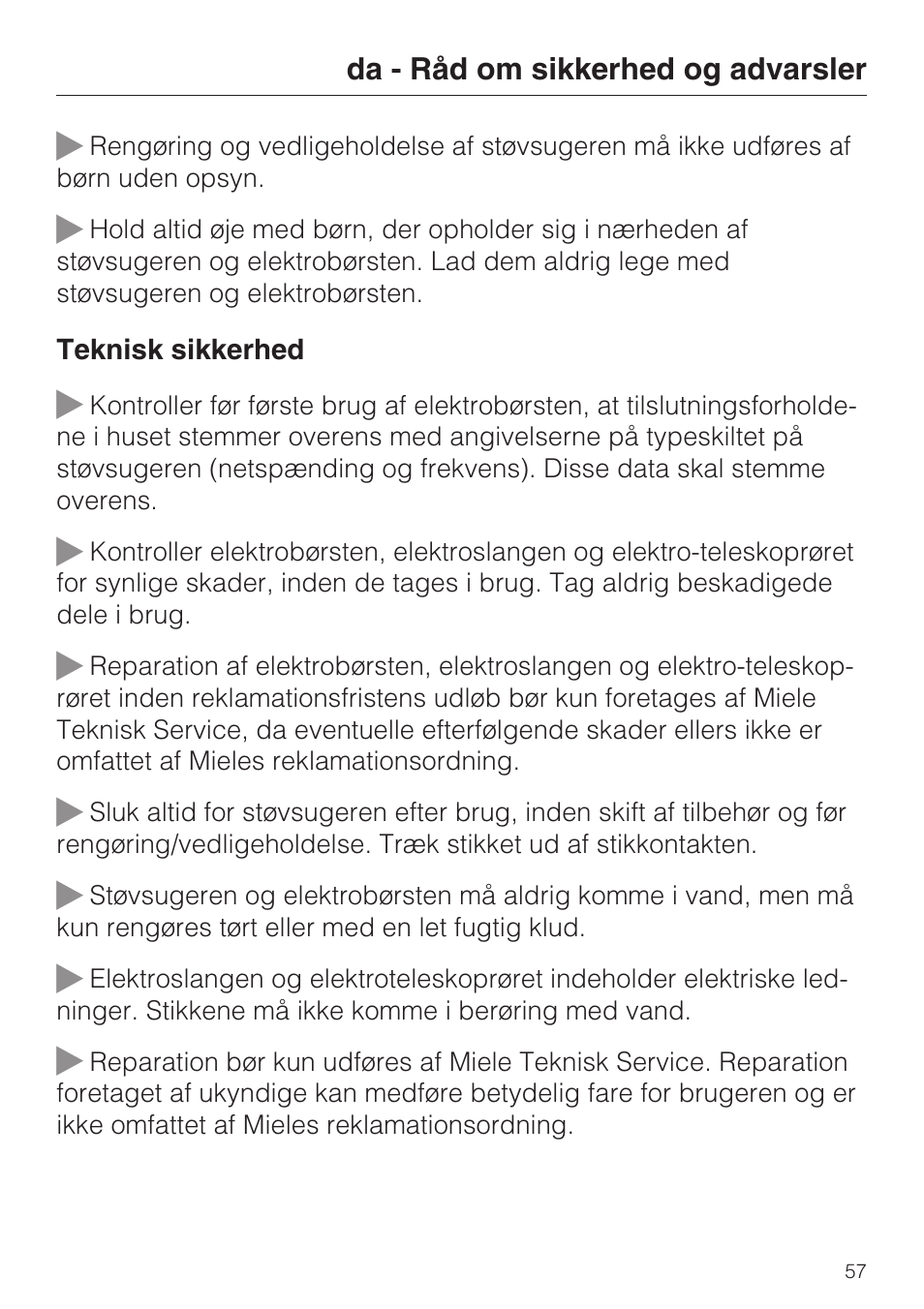 Miele SEB 216 User Manual | Page 57 / 100