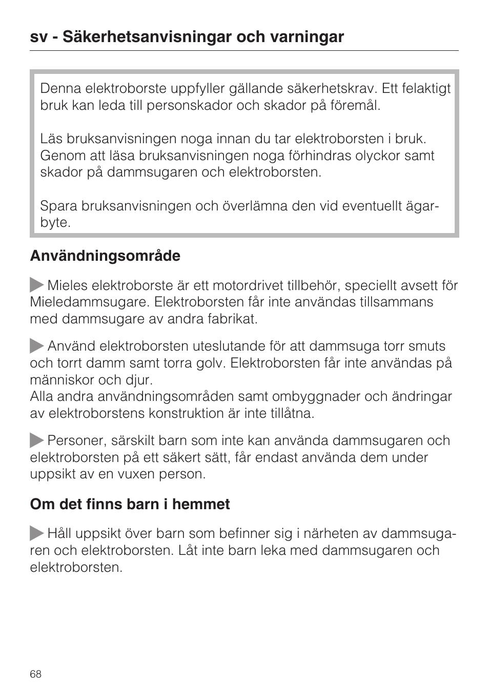 Miele SEB 216 User Manual | Page 68 / 100