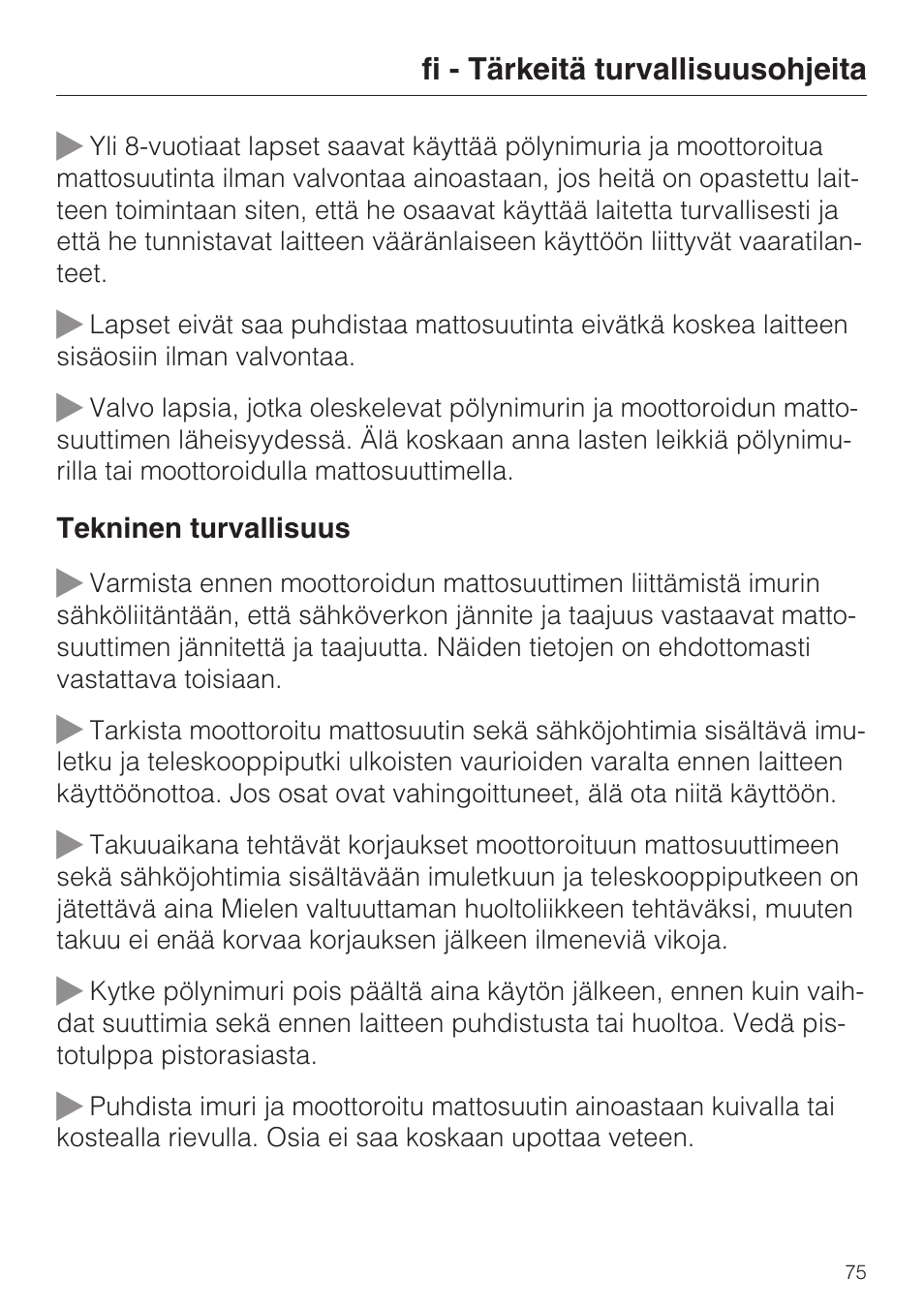 Miele SEB 216 User Manual | Page 75 / 100