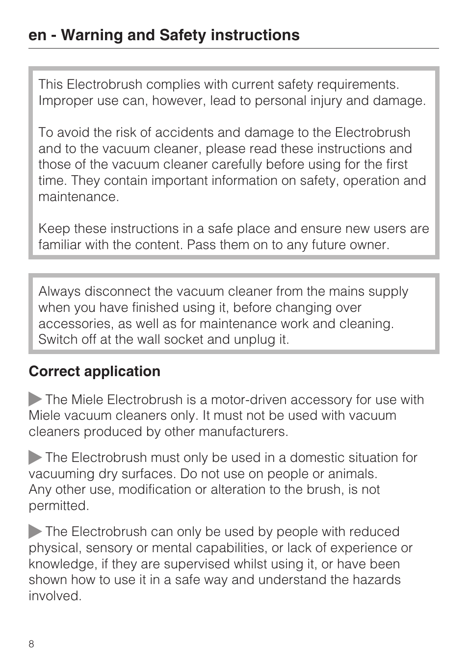 Miele SEB 216 User Manual | Page 8 / 100