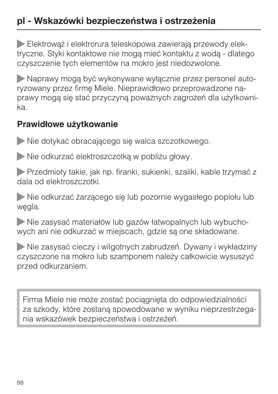 Miele SEB 216 User Manual | Page 88 / 100