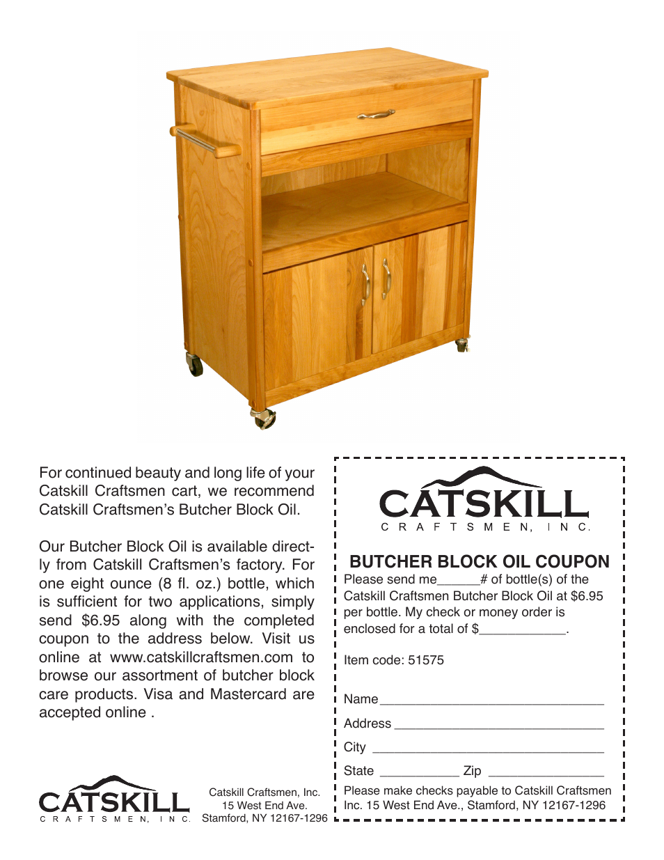 Butcher block oil coupon | Catskill Craftsmen 51575 User Manual | Page 11 / 11