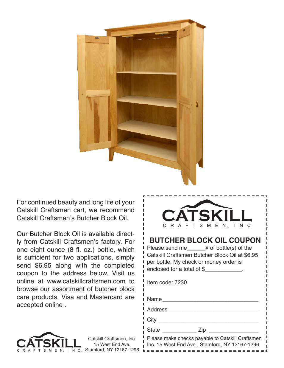 Butcher block oil coupon | Catskill Craftsmen 7230 User Manual | Page 14 / 14