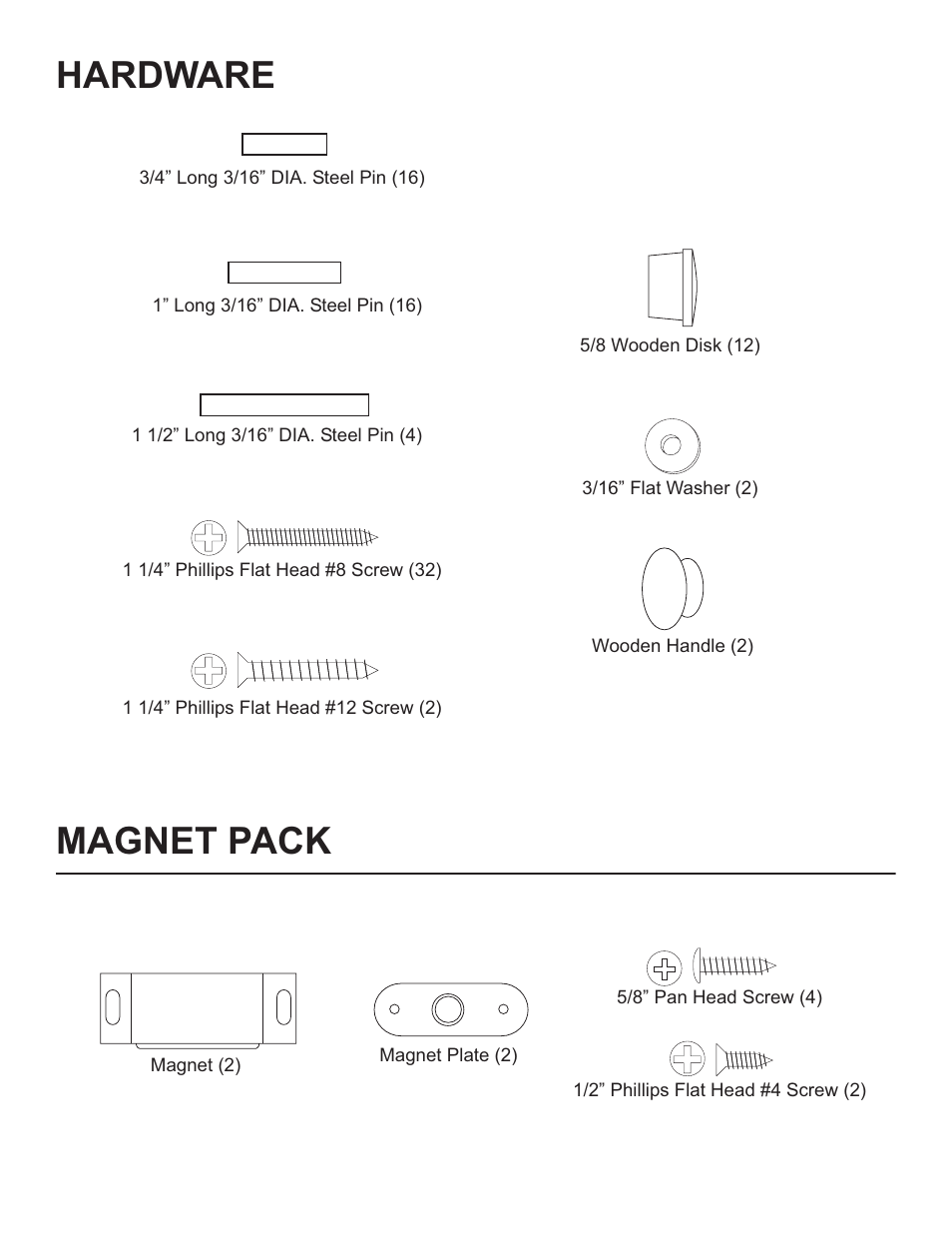 Hardware, Magnet pack | Catskill Craftsmen 7230 User Manual | Page 3 / 14