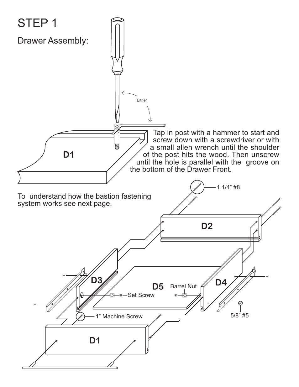 Step 1, D1 drawer assembly | Catskill Craftsmen 7226 User Manual | Page 4 / 12