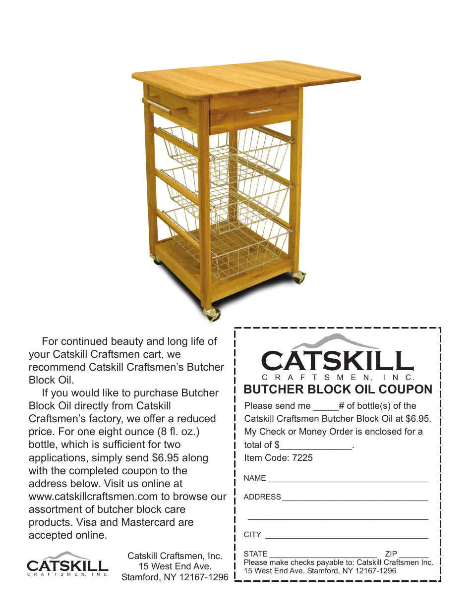 Butcher block oil coupon | Catskill Craftsmen 7225 User Manual | Page 14 / 14