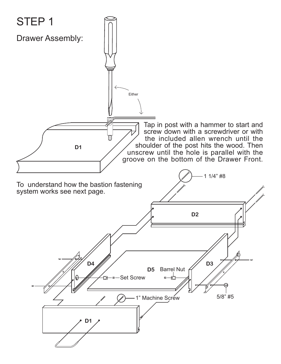 Step 1, Drawer assembly | Catskill Craftsmen 7225 User Manual | Page 4 / 14