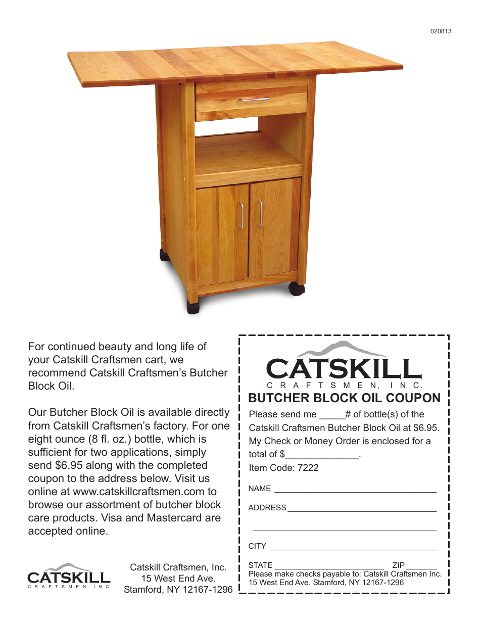 Butcher block oil coupon | Catskill Craftsmen 7222 User Manual | Page 14 / 14