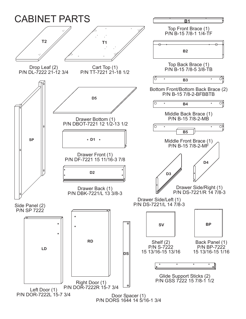 Cabinet parts | Catskill Craftsmen 7222 User Manual | Page 2 / 14