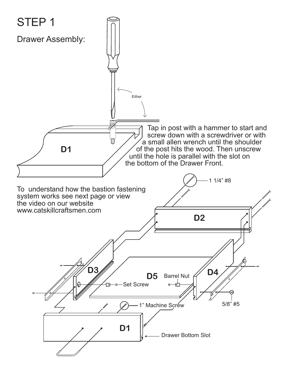 Step 1, D1 drawer assembly | Catskill Craftsmen 7222 User Manual | Page 4 / 14