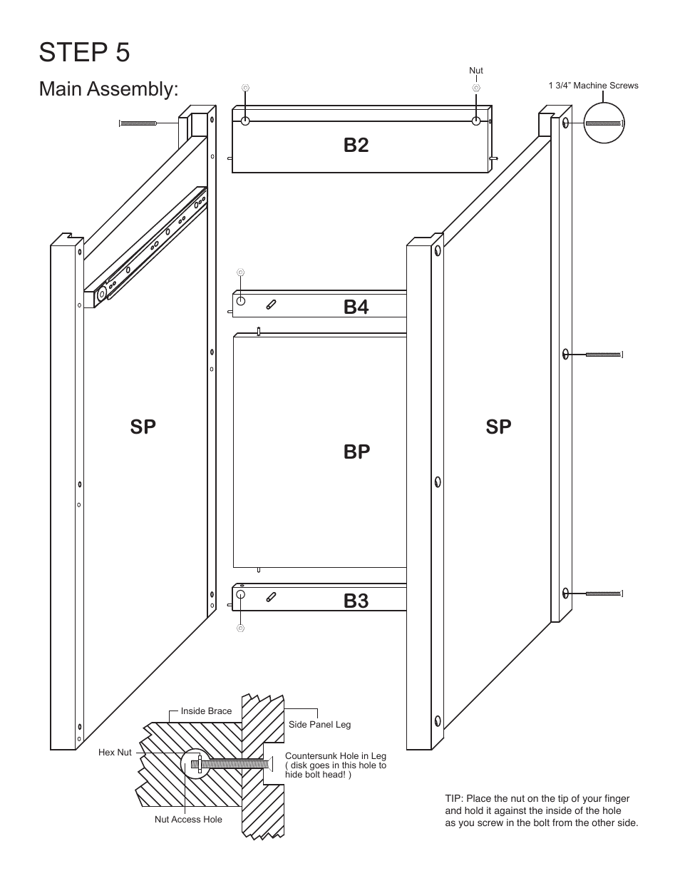 Step 5, Main assembly: b4 bp b3 b2 | Catskill Craftsmen 7222 User Manual | Page 8 / 14