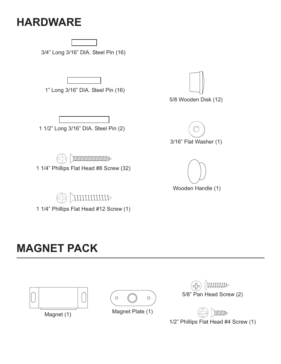 Hardware, Magnet pack | Catskill Craftsmen 7217 User Manual | Page 3 / 14