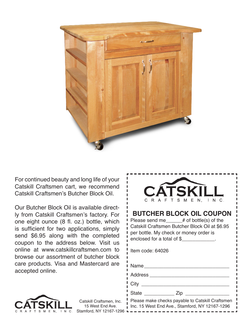 Butcher block oil coupon | Catskill Craftsmen 64026 User Manual | Page 16 / 16