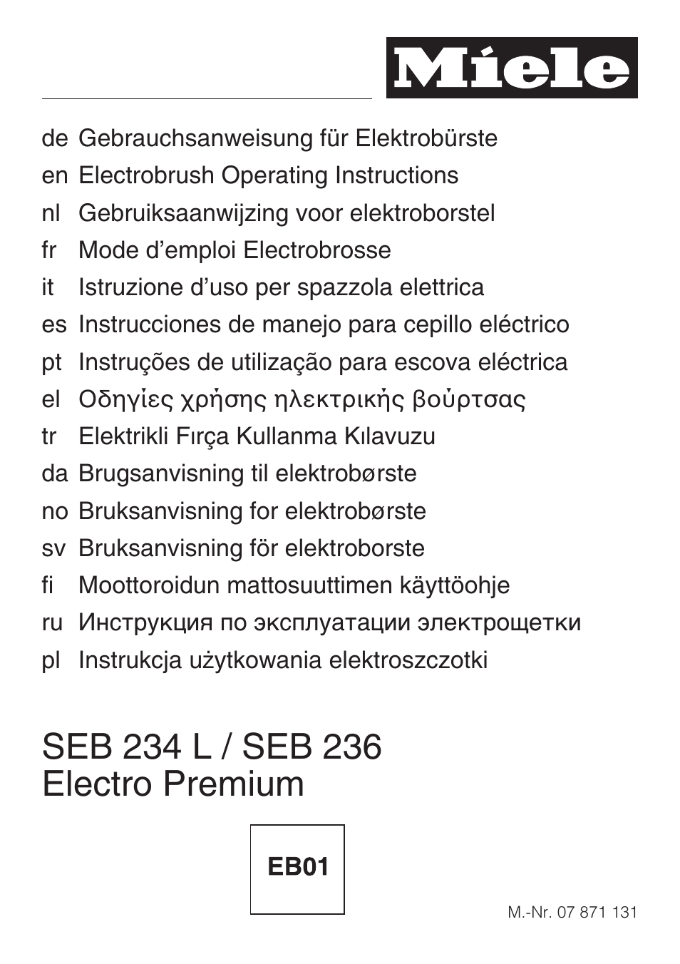 Miele SEB 234 L User Manual | 100 pages