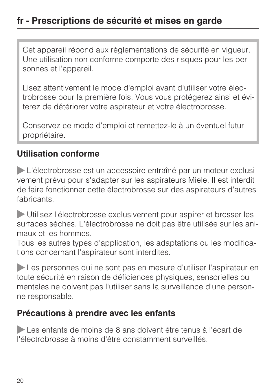 Miele SEB 234 L User Manual | Page 20 / 100