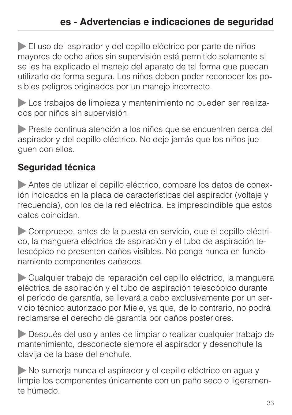 Miele SEB 234 L User Manual | Page 33 / 100