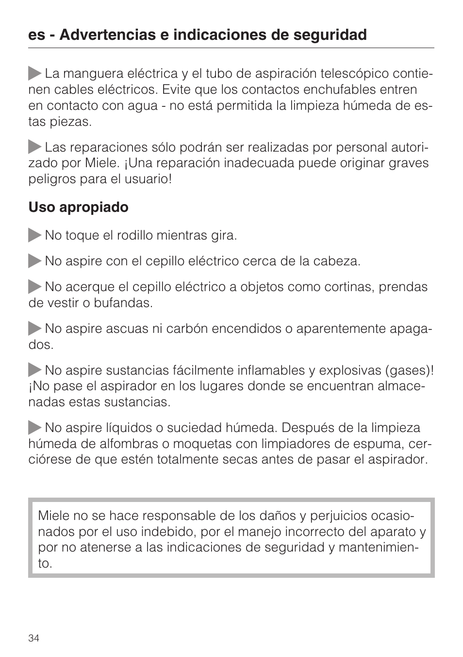Miele SEB 234 L User Manual | Page 34 / 100