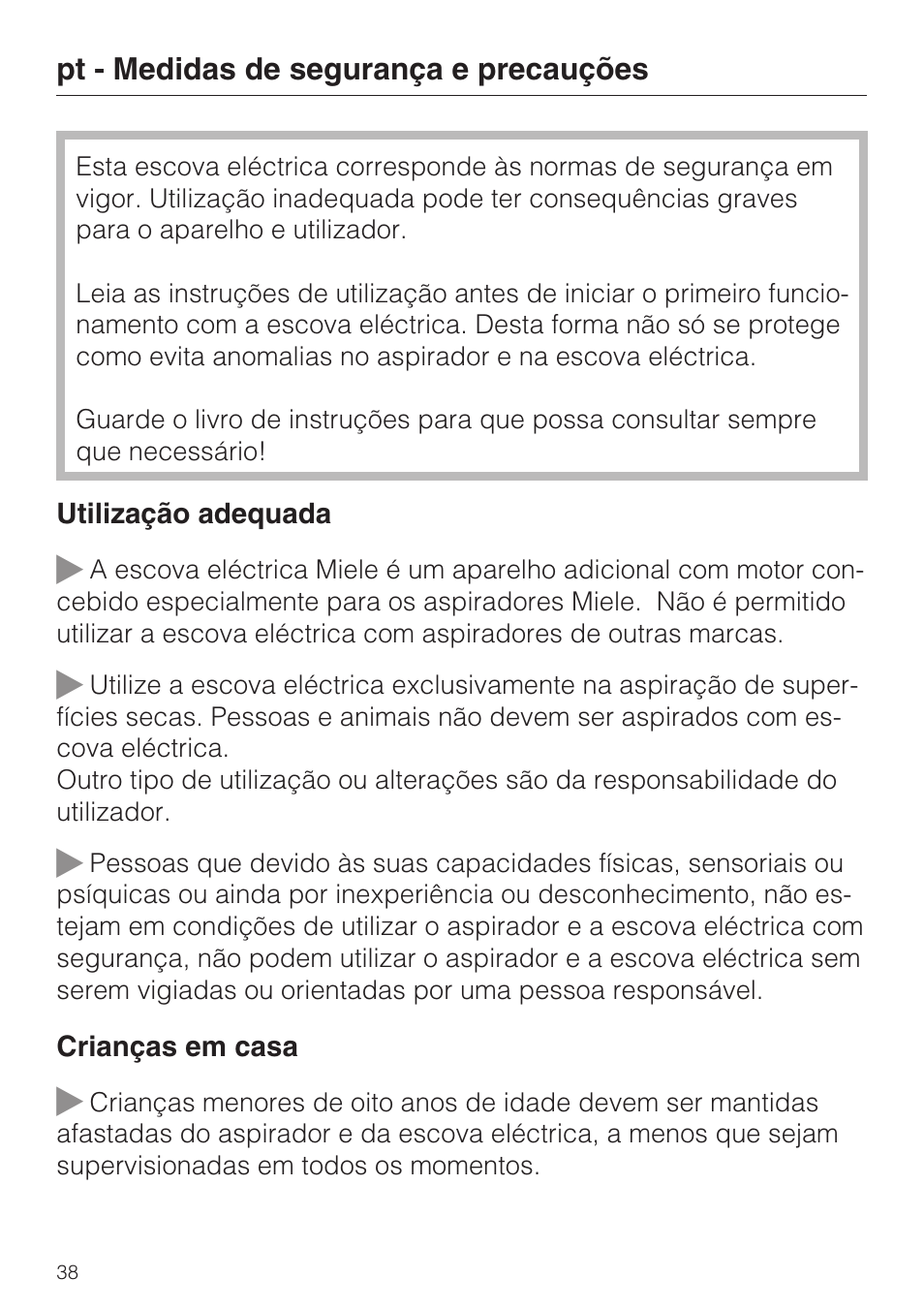 Miele SEB 234 L User Manual | Page 38 / 100