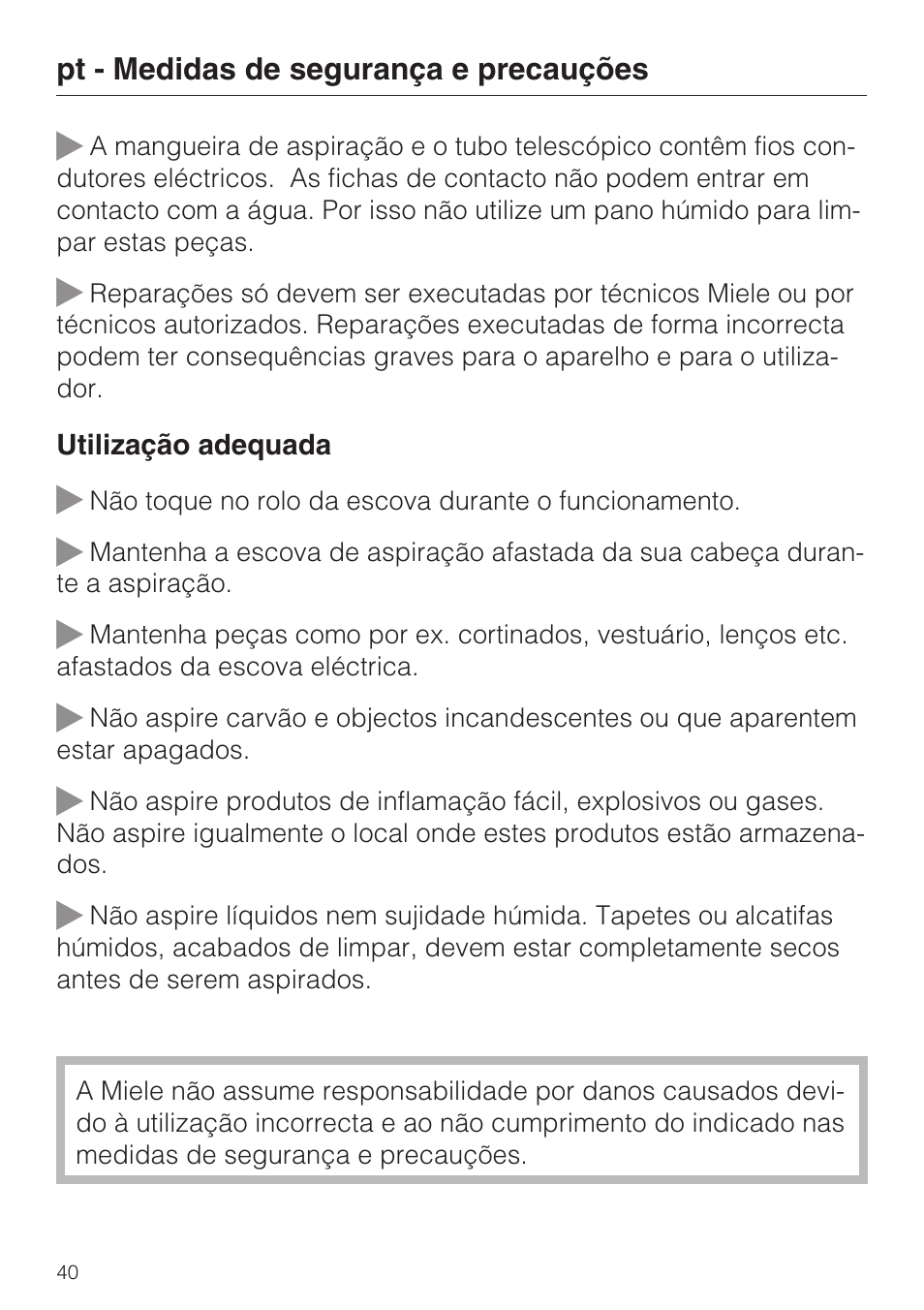 Miele SEB 234 L User Manual | Page 40 / 100