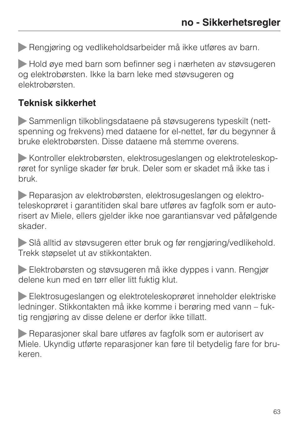 Miele SEB 234 L User Manual | Page 63 / 100