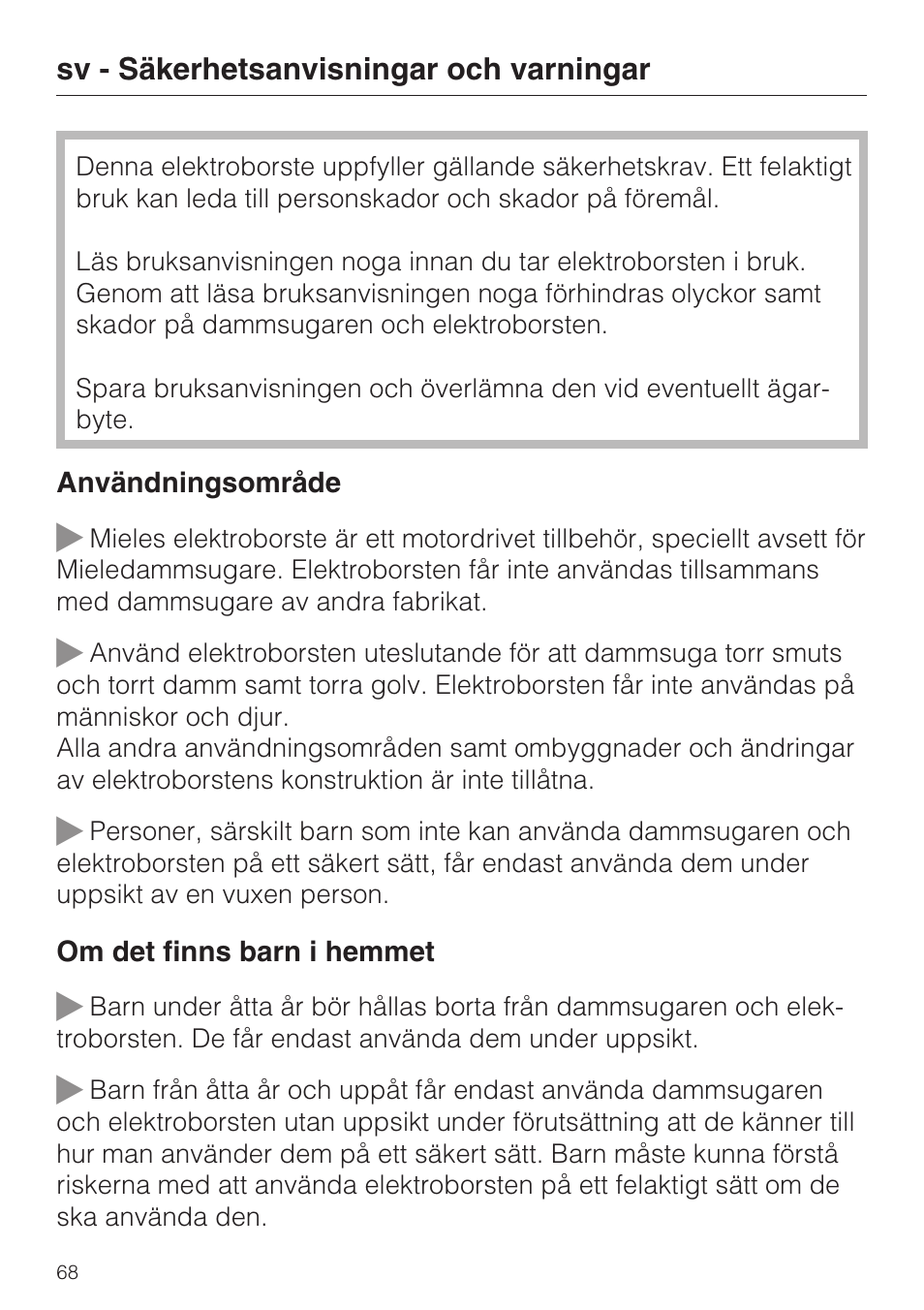 Miele SEB 234 L User Manual | Page 68 / 100