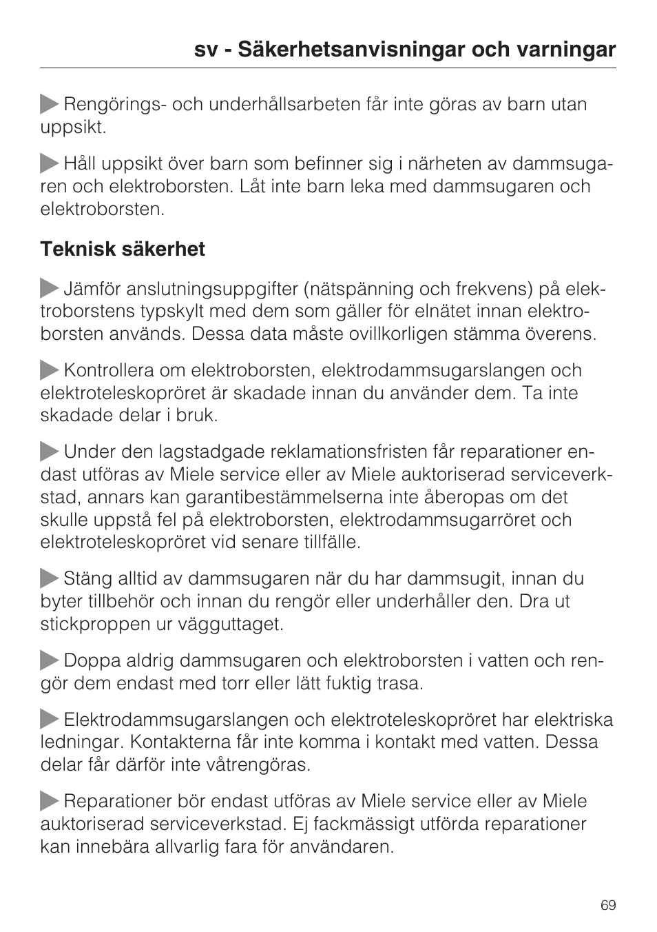 Miele SEB 234 L User Manual | Page 69 / 100