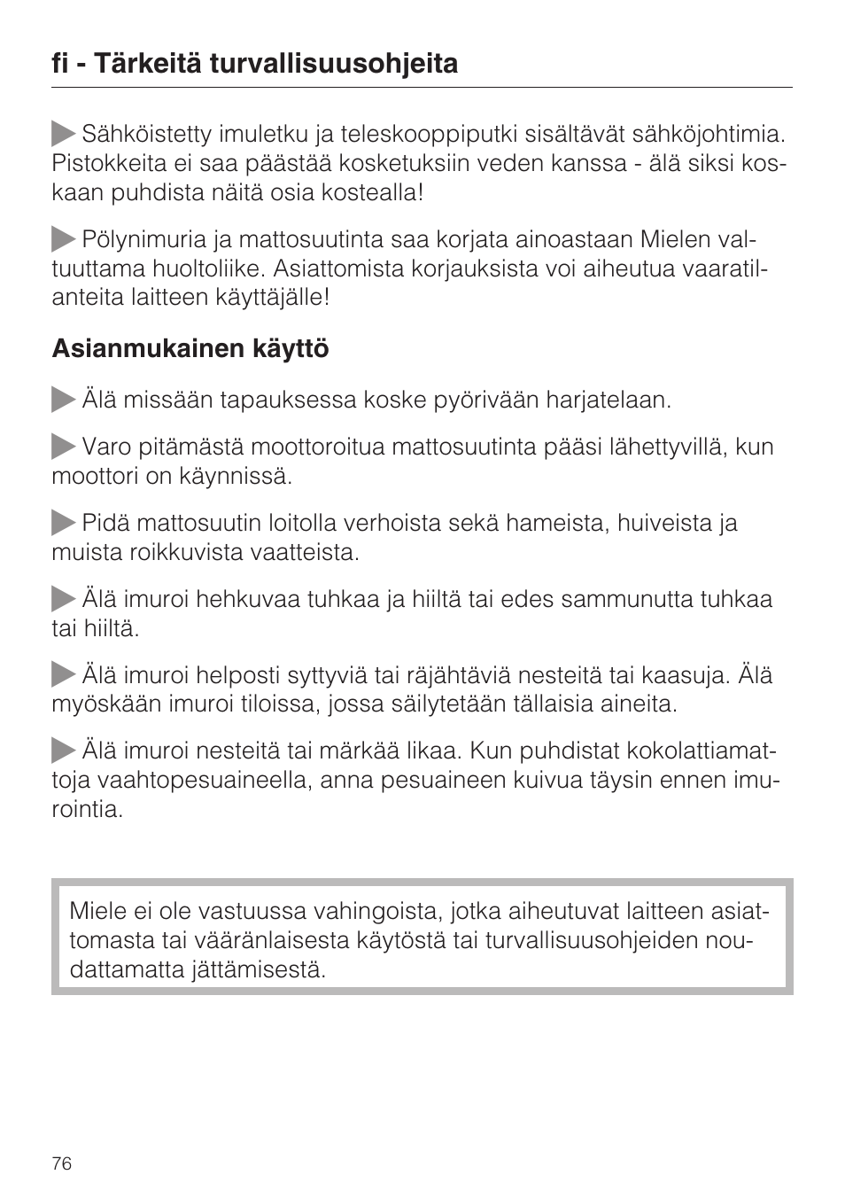 Miele SEB 234 L User Manual | Page 76 / 100