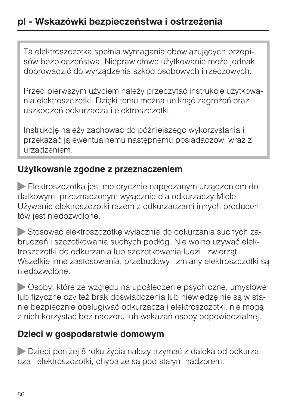 Miele SEB 234 L User Manual | Page 86 / 100