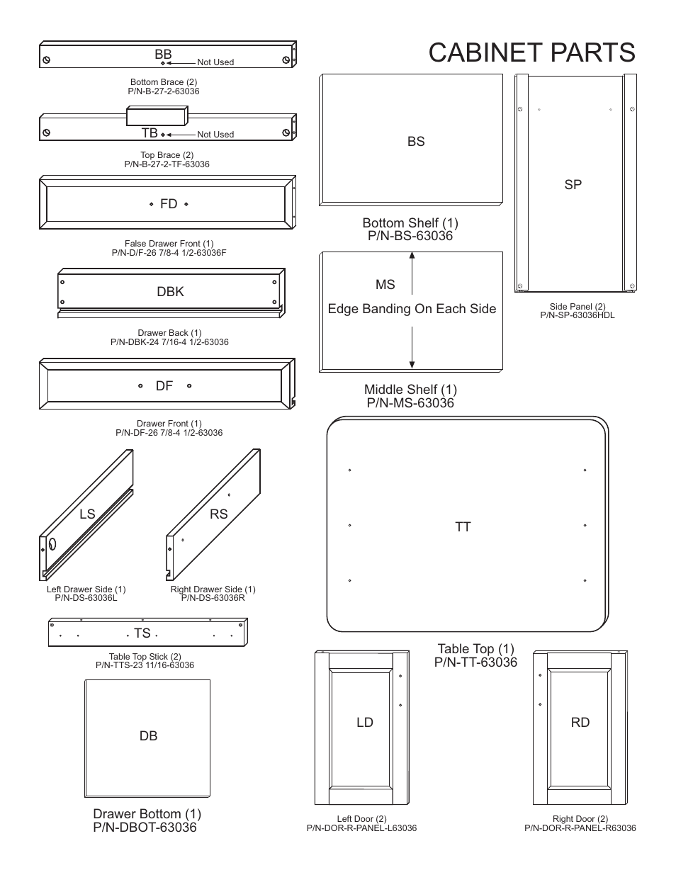 Cabinet parts | Catskill Craftsmen 63036 User Manual | Page 2 / 14
