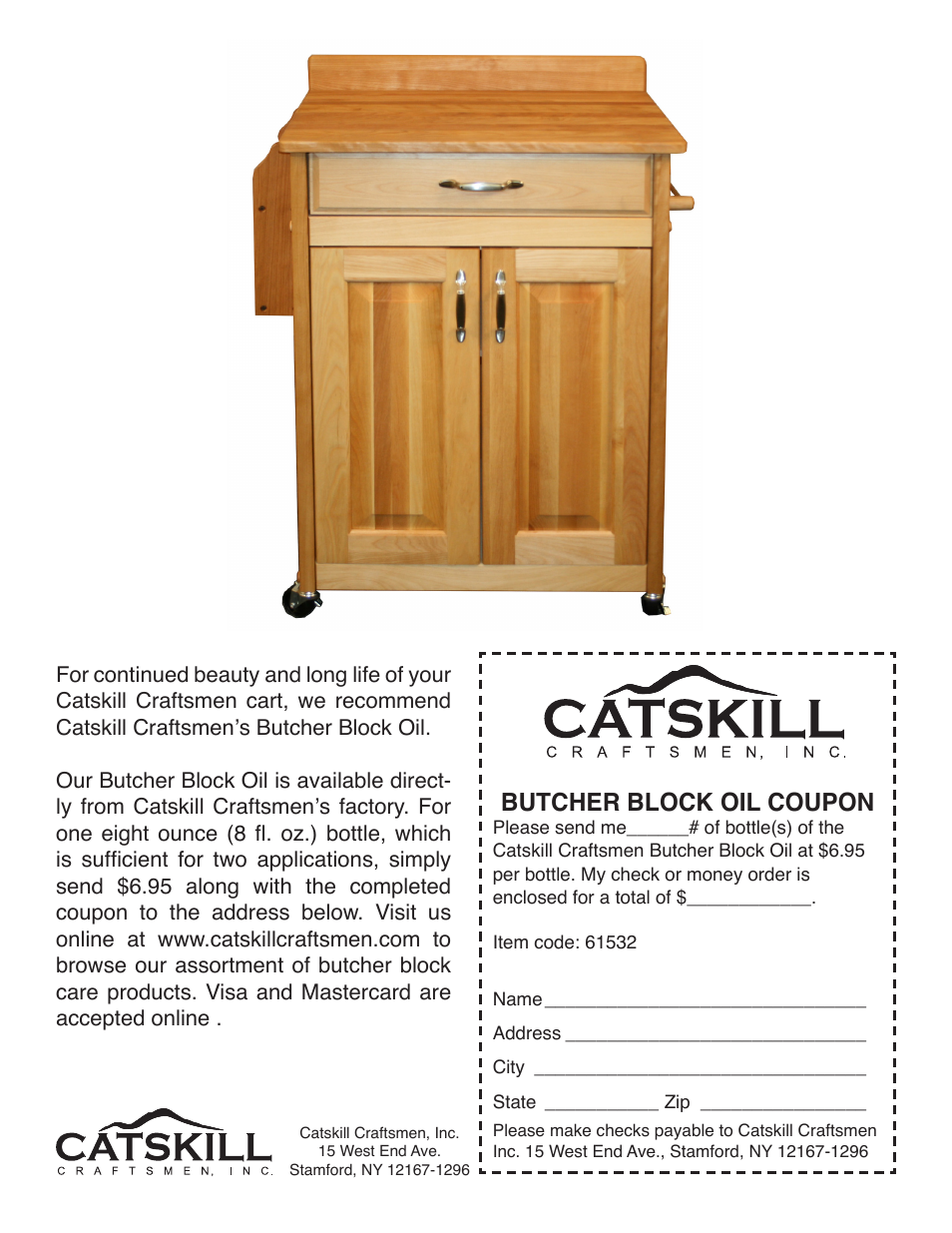 Butcher block oil coupon | Catskill Craftsmen 61532 User Manual | Page 12 / 12