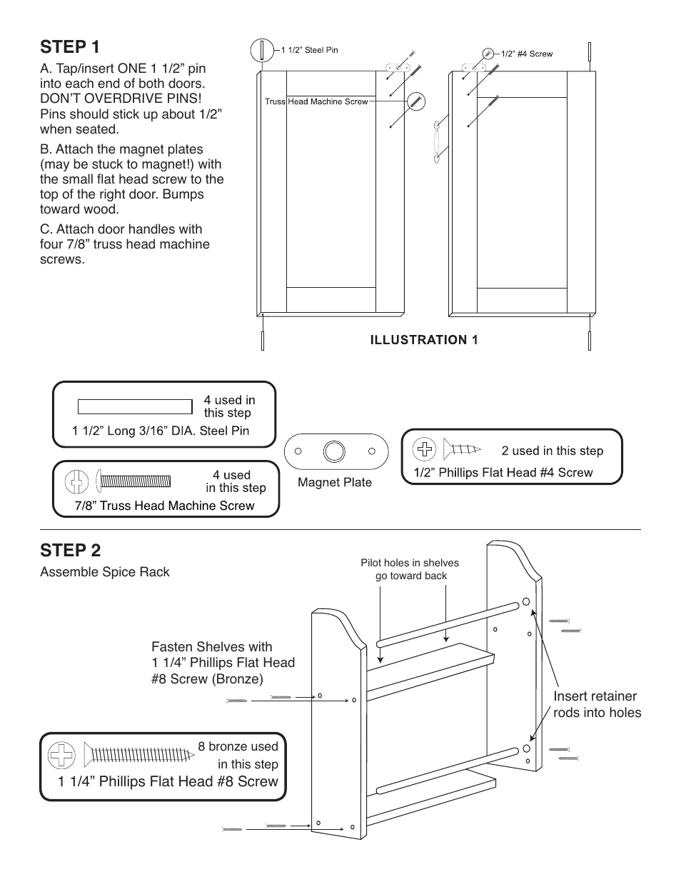 Magnet pack, Step 1, Step 2 | Catskill Craftsmen 61532 User Manual | Page 4 / 12
