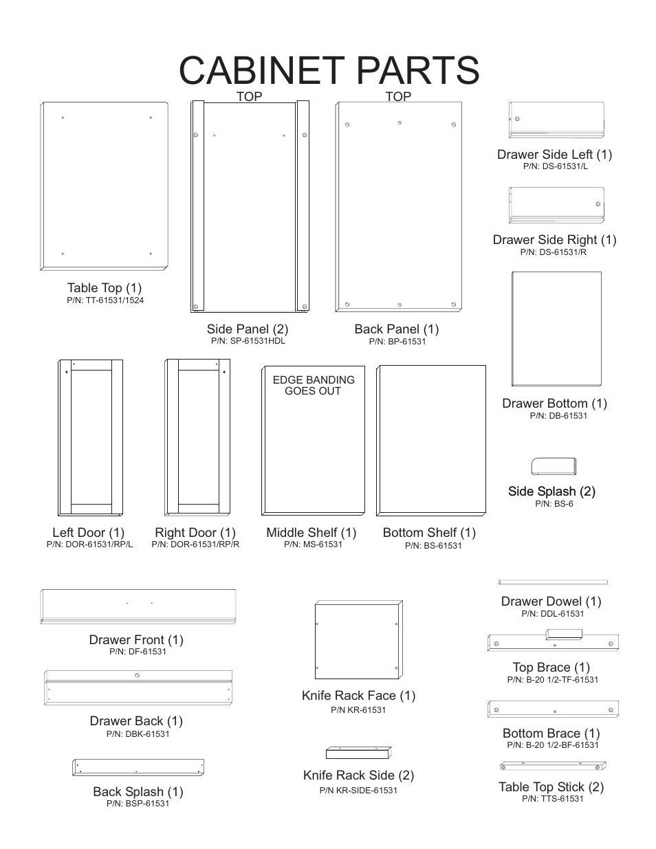 Cabinet parts | Catskill Craftsmen 61531 User Manual | Page 2 / 13