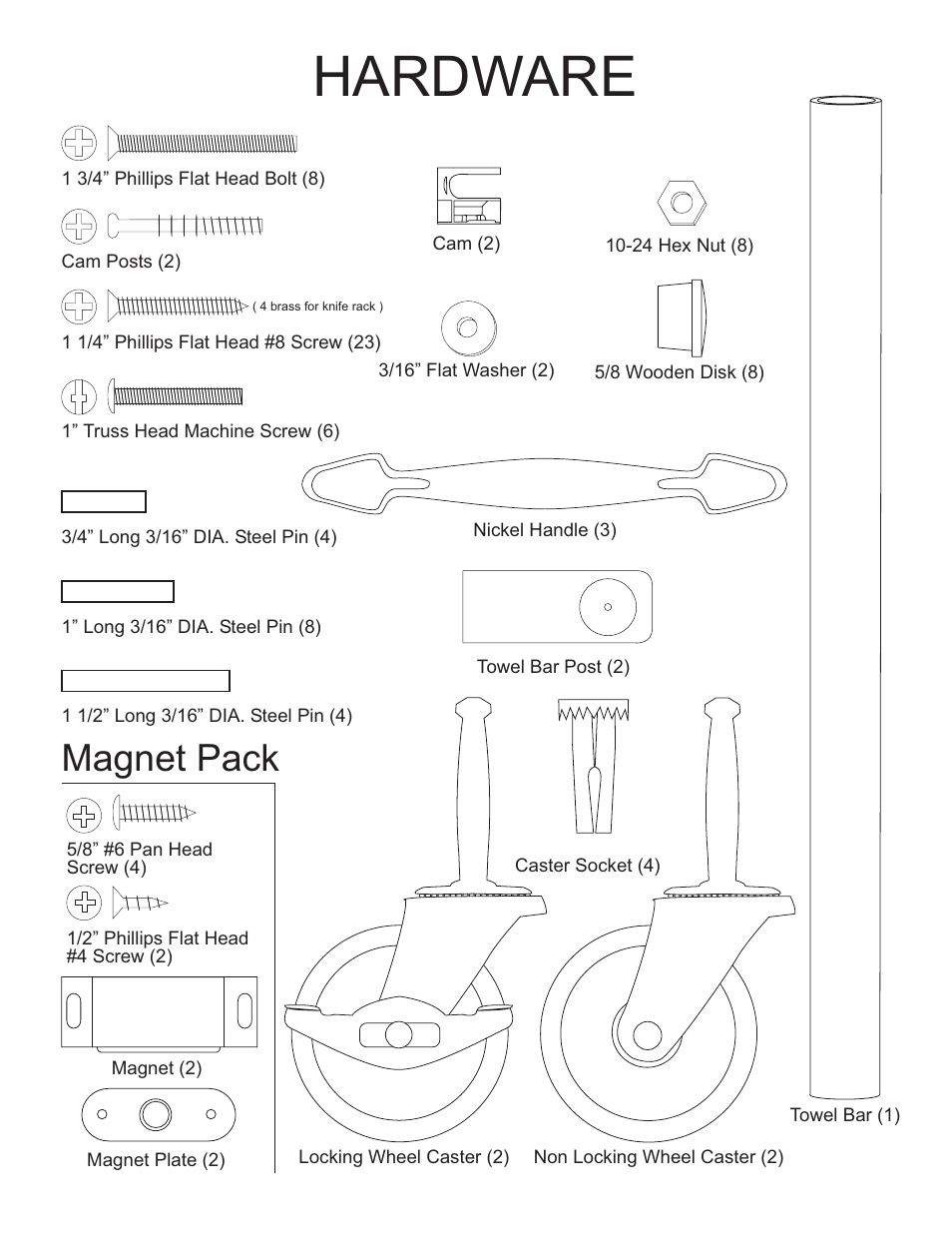 Hardware, Magnet pack | Catskill Craftsmen 61531 User Manual | Page 3 / 13