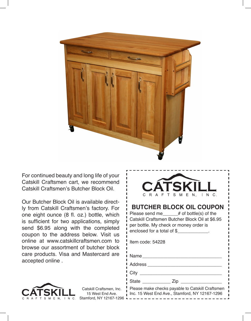 Butcher block oil coupon | Catskill Craftsmen 54228 User Manual | Page 15 / 15