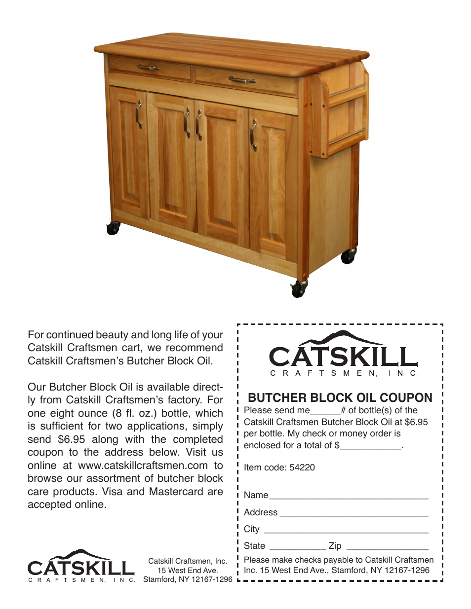 Butcher block oil coupon | Catskill Craftsmen 54220 User Manual | Page 14 / 14