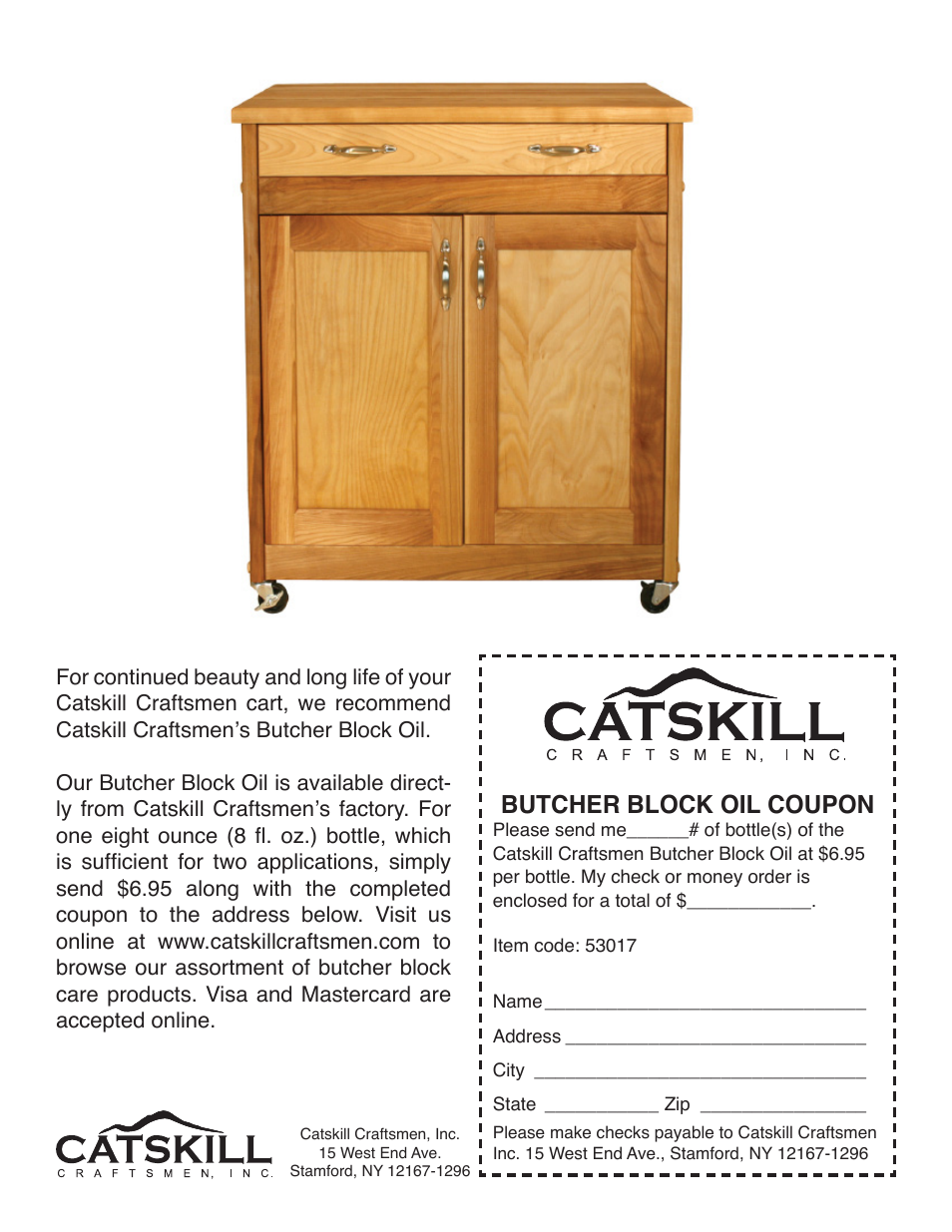 Butcher block oil coupon | Catskill Craftsmen 53017 User Manual | Page 11 / 11