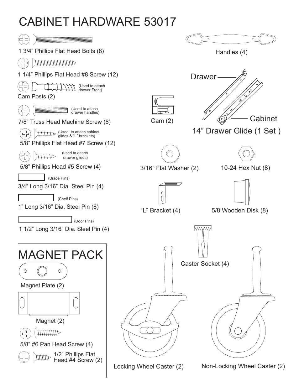 14” drawer glide (1 set ) drawer cabinet | Catskill Craftsmen 53017 User Manual | Page 3 / 11