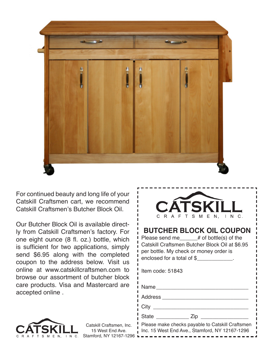 Butcher block oil coupon | Catskill Craftsmen 51843 User Manual | Page 19 / 19