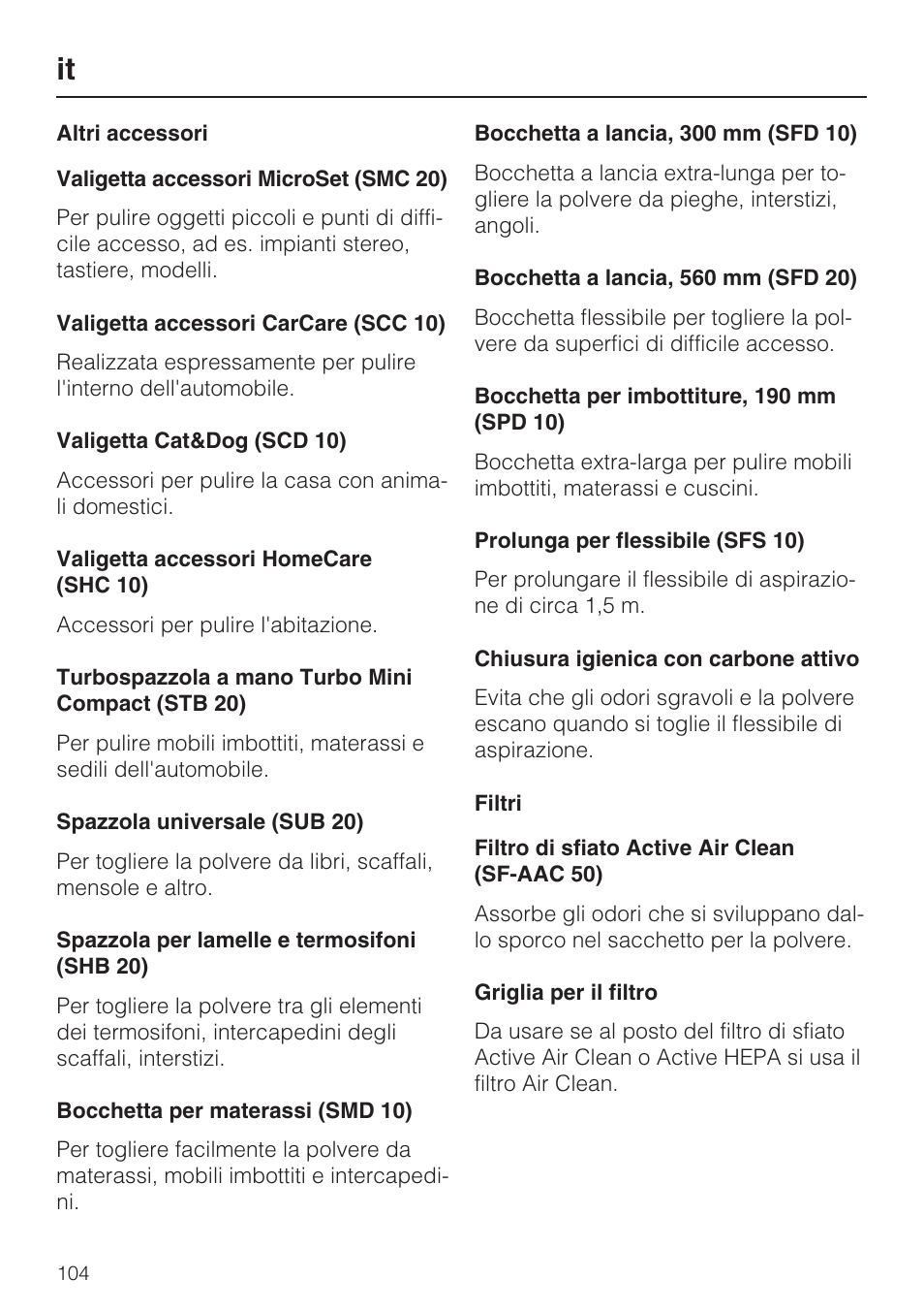 Miele S8 UniQ User Manual | Page 104 / 112