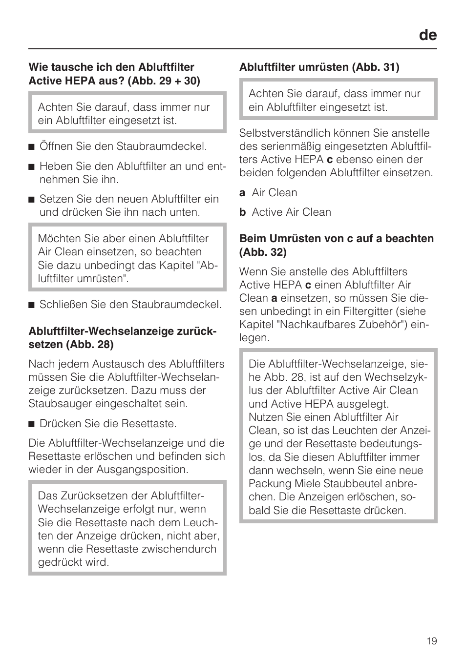 Miele S8 UniQ User Manual | Page 19 / 112