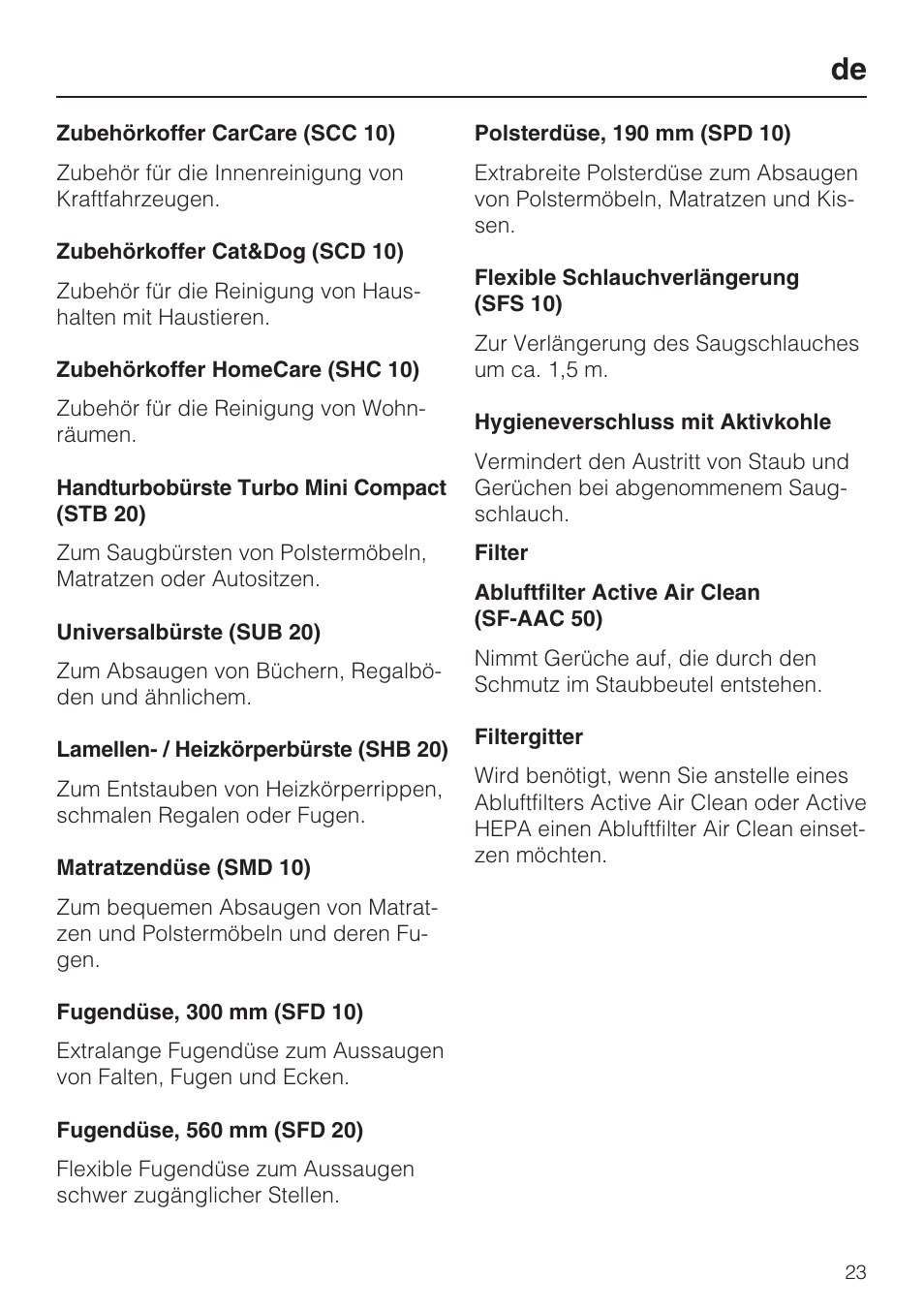 Miele S8 UniQ User Manual | Page 23 / 112