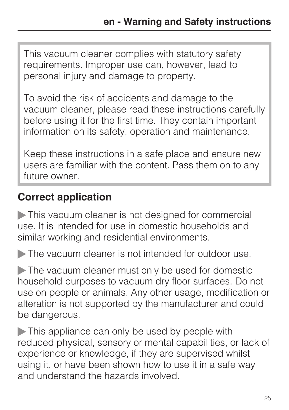 Miele S8 UniQ User Manual | Page 25 / 112