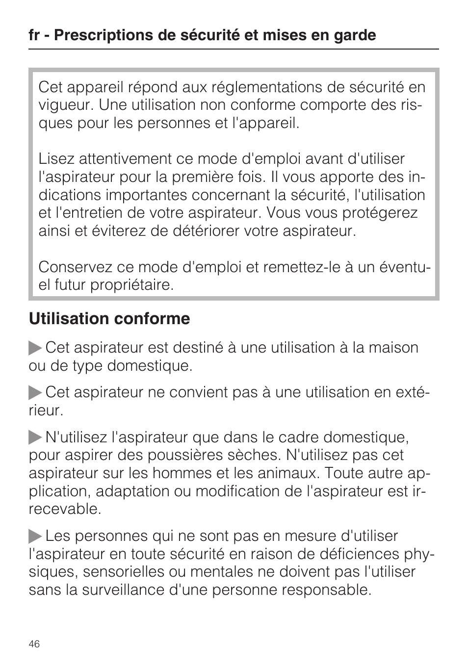 Miele S8 UniQ User Manual | Page 46 / 112