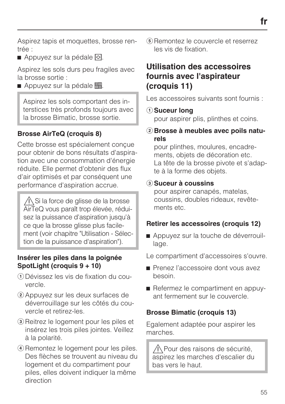 Miele S8 UniQ User Manual | Page 55 / 112