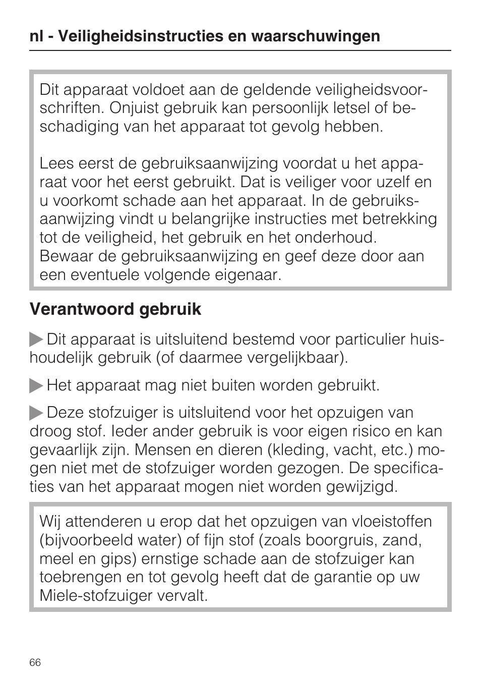Miele S8 UniQ User Manual | Page 66 / 112