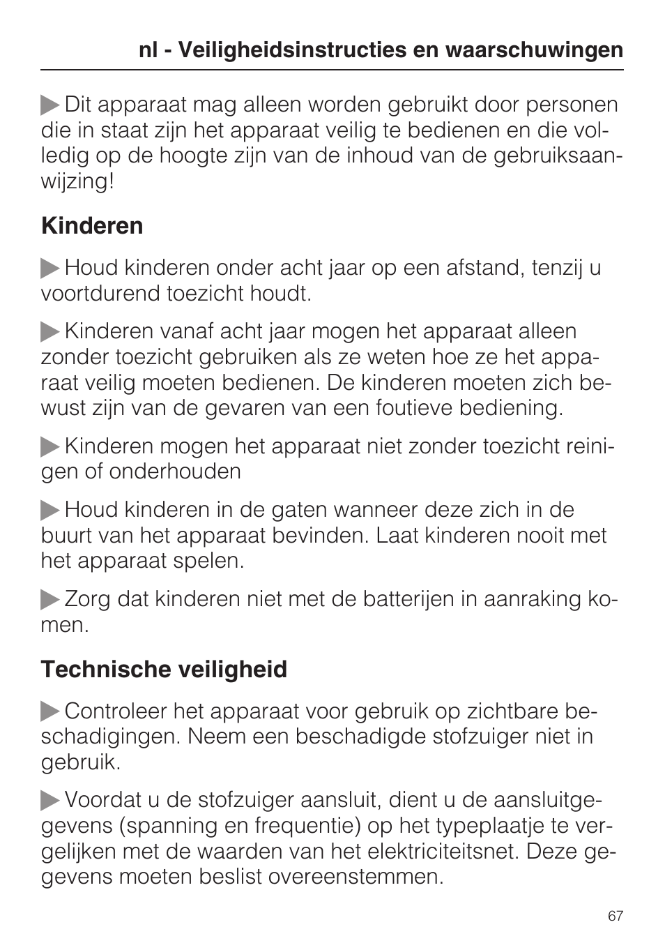 Miele S8 UniQ User Manual | Page 67 / 112