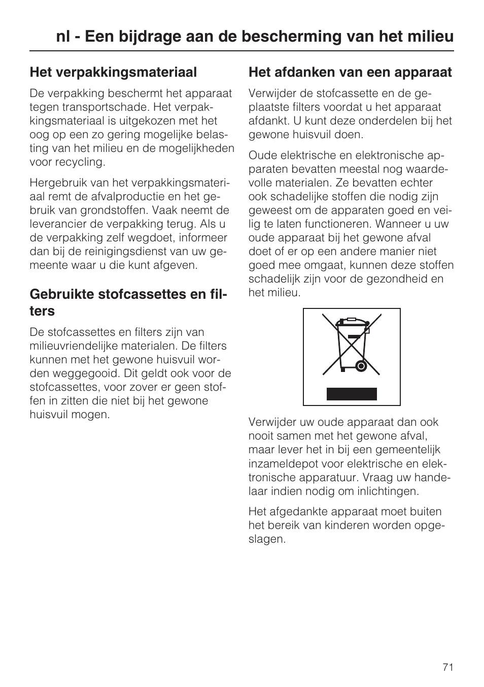 Miele S8 UniQ User Manual | Page 71 / 112