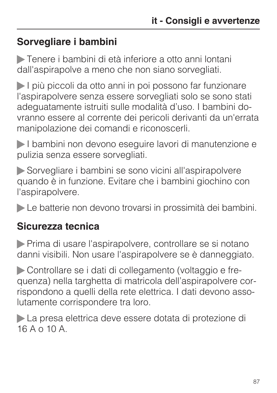 Miele S8 UniQ User Manual | Page 87 / 112